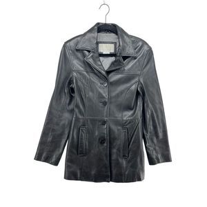 Nine West Black Leather Jacket Women XS Y2K Vintage Style‎